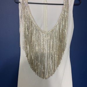 Custom made dress .. dangling rhinestones, velvet material .